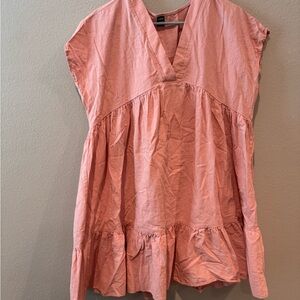 SHEIN Pink Tiered Babydoll Top Sleeveless V-Neck dress